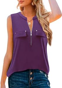 Bulotus Plus Size Tank Tops for Women, Ladies Tops and Blouses Casual Summer Sleeveless Tops for Women Work Office Loose Fit Tunic Tops to Wear with Leggings, Purple, XXXL