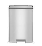Obsessions EKO Stainless Steel Dual Step Trash Can for Recycling, 20+20L Rectangular Kitchen Dustbin, Independent Pedals and Lids, Soft Close and Fingerprint Resistant, Metallic