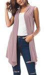 Urban CoCo Women’s Sleeveless Asymmetric Hem Open Front Cardigan Vest (M, Lavender)