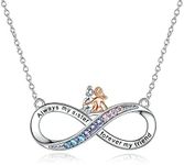 ASLBUNM Sister Necklace 925 Sterling Silver Infinity I Love You Forever Pendant Necklaces Female Friendship Jewelry Gifts for Best Friend Sisters Women, Sterling Silver, Cubic Zirconia,