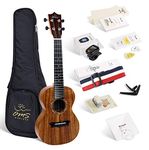 Enya OMS 04 Concert Ukulele Koa Top Bundle Ukelele with Padded Gig Bag, Strings, Tuner, Strap, Capo, Picks, Polishing cloth (Concert)