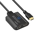 HDMI Switch 4K 60Hz with 2FT Fixed HDMI Cable, PORTTA Bi-Directional HDMI Splitter 1 in 2 Out, HDMI Switch 2 in 1 Out, HDMI 2.0 Switcher Support HDCP 2.2 HDR10 3D for Xbox PS4 Roku HDTV Monitor