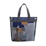 Mesh Shower Caddy Bag, Quick Dry Portable Tote Bag and Inner Pocket, Lightweight Bath Organizer for College Dorm Bathroom, Swimming, Gym, Beach, Travel (Navy)