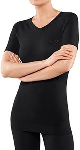 FALKE Women's Wool Tech. Light Short Sleeve Base Layer Top, Black (Black 3000), L