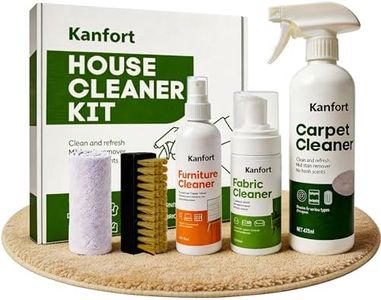 kanfort Carpet & Upholstery Cleaner 5-Piece Set, Fast Action Stain Remover for Furniture, Fabric, Sofa, Car Seats & Clothes - Includes Brush and Towel - Safe for Kids and Pets, Includes Brush & Towel