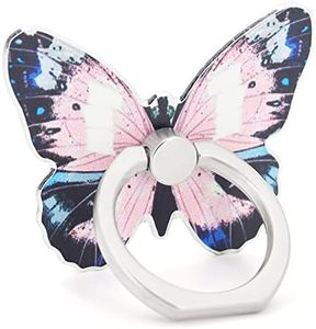 LaMignonne Butterfly Cell Phone Ring Holder Finger Ring Grip Stand 360° Rotation 180° Flip Universal Kickstand Compatible with All Smartphones (Dark+Pink)