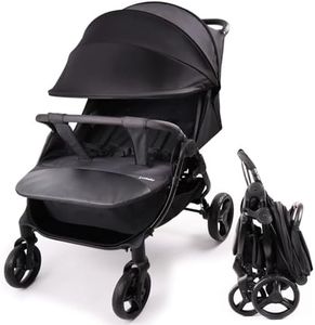 Lvvbaby Double Stroller with Adjustable Large Canopies, Double Seats Lightweight Stroller for Twins,Compact Fold,One-Handed Fold,Reclining Seats,Silent Wheel,5-Point Harness and Big Storage Basket