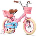 Glerc SASHA 14 Inch Little Kids Bike for Age 3 4 5 Years Old Girls Retro Vintage Style Children Bicycles with Doll Bike Seat & Stabilisers Pink