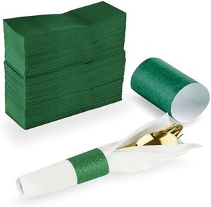 MT Products Green Self-Adhering Bond Paper Napkin Band 1.5" x 4.25" - Pack of 7500