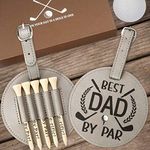 Father‘ s Day Gifts - Dad Golf Bag Tag with 5 Tees Set, Best Dad By Par, 3-1/4 inch Golf Tees Bulk for Fathers, Funny Birthday Gift from Daughter Son Kids, Christmas Stocking Stuffers Ideas for Men