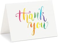 Sustainable Greetings 120 Pack Thank You Cards with Envelopes Bulk for Weddings, Bridal Showers, Graduations, Bridal, Baby Shower - Blank Inside - Watercolor Rainbow Font