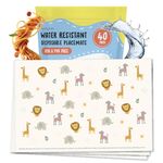 Kids Disposable Placemats Stick On - Set Of 40 Disposable Placemats For Toddlers - Baby Eating Essentials For Travel - Jungle Animals - Restaurant High Chair Or Table Cover - By Central 23