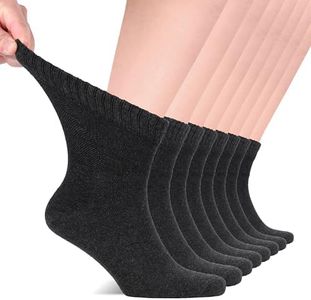Hugh Ugoli Diabetic Socks for Men, Loose Ankle Extra-Wide Socks Rayon, Thin, Seamless Toe and Non-Binding Top, 8 Pairs, Charcoal Black, Shoe Size: 8-11