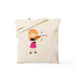 CafePress Violin Music Girl Tote Bag Natural Canvas Tote Bag, Reusable Shopping Bag