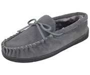 Cushion Walk Mens Real Suede Leather Moccasin Slippers Size 7-12 (11 UK, Grey/Grey)