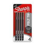 Sharpie Pens, Felt Tip, Fine Point (0.4 mm), Black, 4 Count