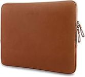 MOSISO Laptop Sleeve Bag Compatible with MacBook Pro 16 inch 2023-2021 M2 A2780 A2485 M1/2019-2020 A2141/Pro Retina 15 A1398, 15-15.6 inch Notebook, PU Leather Padded Bag Waterproof Case, Brown