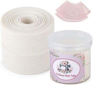 10 Yards Fishbone Tape for Sewing Banroll Tape for Sewing Narrow Hem Sewing Accessories Rolled Hem Tape for Chiffon or Delicate Fabrics Fishbone Boning Lining Seam Guide for Hemming Tool 3.5CM Width