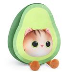 Mewaii Avocado Plush Stuffed Animal Plushies, Cute Cat Plush Stuffed Toys, Avocado Plush Cat Soft Toys Decor Plush Pillow Gift for Kids & Adults - 9.6"