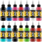 Tattoo Ink Set of 14 Professional Tattoo Ink - 30ml/Bottle Full Colour Pure Pigment Ink for Micro Sculpture, Makeup, Beauty, Body Painting, and Art