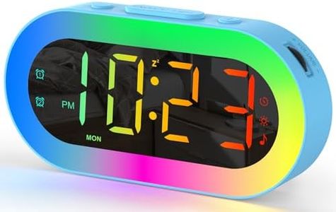 Kids Alarm Clock with Night Light for Bedroom, Color Changing Alarm Clock with USB Ports, Dimmer, Timer, Sound Machine, Customize Alarm, Small Alarm Clock for Kids Teen Boys Girls Adult, Bedside Clock