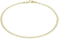 EVE Jewellery Gold Bracelets for women, Gold Curb Chain Bracelet, 14k Gold Plated, 2mm Flat Figaro Chain Bracelet for Women Diamond Cut Chain Bracelet of Length 17cm