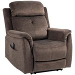 HOMCOM Massage Recliner Chair with 8-Point Vibration, Manual Fabric Reclining Chair for Living Room with Side Pockets, Remote Control, Retractable Footrest, Dark Brown