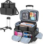 CURMIO Rolling Teacher Tote Bag with Padded Laptop Compartment for up to 15.6 Inches Laptop, Wheeled Teacher Bag for Teaching, Office, Craft, Black