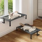 JUNSPOW Cat Window Perch Cat Hammock for Large Cats Free-Standing Cat Sleeping Bed Sturdy Adjustable Easy Assemble Metal Cat Shelves for Windowsill, Floor, Bedside, Cabinet Holds Up to 45 lbs