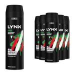 Lynx Africa Aerosol Body Spray Deodorant for Men 6 Pack, 48-Hour Odour Protection Warm Scent of Mandarin and Sandalwood, Men's Deodorant Spray with Zinc Technology, 200ml Each
