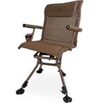 Black Sierra Heavy Duty Hunting Chair Supports 300 Lbs, XL 360° Silent Swivel Chair for Hunting Blind, Portable Ground Chair w/All Terrain Feet, Padded Armrests w/Carry Strap and Cupholder