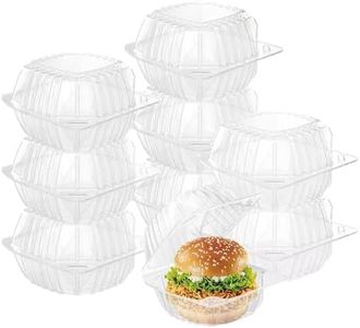 BallHull 100 Pcs Clear Thickening Plastic Hinged Take Out Containers Disposable Clamshell Food Cake Containers with Lids 5.8 x 5.8 x 3.2 inch for Dessert, Cakes, Cookies, Salads, Pasta, Sandwiches