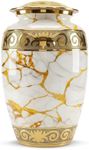 Elegant Urn for Human Ashes Adult Upto 200lbs - Large Cremation Urn for Ashes for Women & Men with Secure Lid - Handcrafted Metal Funeral Urns