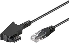 goobay 60663 Router Cable, Telephone Cable, Connection Cable for DSL/ADSL/VDSL, TAE-F Male to RJ45 Male (8P2C), Black, 50 Metres