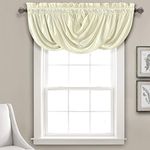 Lush Decor Lucia Elegant Waterfall Valance for Living Room Kitchen, and Bedroom, Soft Polyester Window Curtain, Single -Ivory (42" W x 18" L)