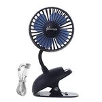 Dreambaby Pram Fan - USB, Tripod Clip on Fan, Stroller Fan for Babies, Handheld Fan, Desk Fan, Portable Fan. Deluxe Caged USB Fan. Cooling Fan for Stroller, Car Seat, Cot, Desk, Gym (Navy)