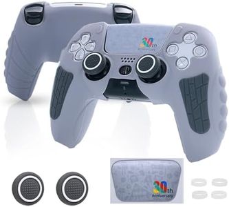 ECHZOVE PS5 Controller Cover Case – 30th Anniversary Limited Edition Protective Silicone Skin for PlayStation 5 Controller, Anti-Slip, Sweat-Resistant, Shockproof Grip Case (Light Grey)