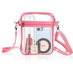 IEKEODI Clear Makeup Bag, Clear Purse Stadium Approved Inner Pocket for Concerts,Festivals, Sports Events,Travel Bag,Pink