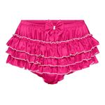 Satini Frilly Sissy Ruffled French Knickers Briefs Lingerie Silky Satin Underwear Panties (Hot Pink, L)