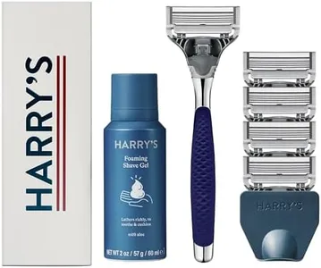 Harry's Shaving Kit for Men - Razor Handle, 5 Razor Blade Refills, Foaming Shave Gel, and Travel Blade Cover - Chrome Edition