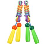 Hianjoo [2 Pack] Skipping Rope, Kids Adjustable Cotton Rope Wooden Handle Jump Rope for Children Boys and Girls for Exercise Fitness Training Weight Loss Outdoor Activity, Yellow and Green