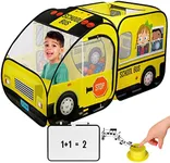 Kiddzery School Bus Pop Up Kids Play Tent - Tents with Sound Play Button for Toddler & Up - Girls and Boys Magic Wheels Bus for Indoor & Outdoor - Pretend Toy Playhouse - Playhouses for Toddlers