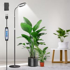 Aumtrly - Grow Lights for Indoor Plants, Full Spectrum Plant Lights with 68 Inch Stand for Growing Large Tall Plants, Black Halo LED Light with Timer