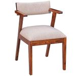 RAJ HANDICRAFT Solid Sheesham Wood Arm Chair with Cushion Top Used for Home & Office Wooden Comfort Easy Chair (Honey)