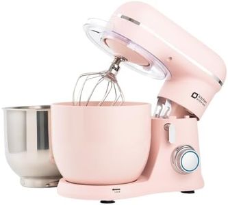 Kitchen in the box Small Stand Mixer, Mini Food Mixer for Baking with Two 3.5L Bowls, Dough Hook, Whisk, Beater, 10 Speed Settings Portable Lightweight for Daily Use (Rose Pink)