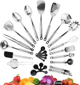 KRONENKRAFT Set d'ustensiles de cuisine en acier inoxydable de 26 pièces,accessoires de cuisine, set de cuisson , ensemble complet d'accessoires de cuisine