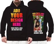 lepni.me Design Your Own Custom 2 Sided Front & Back Printed Hoodie Add Image Text Photo (L Black Multi Color)