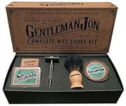Gentleman Jon Safety Razor Shaving Kit | Vintage Wet Shave Grooming Set for Men - Includes: Safety Razor, Hair Shaving Brush, Alum Block, Shave Soap, Bowl & Double Edge Razor Blades