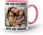 EKAM Personalised Mug Text Photo Printed Collage Design Logo Custom Gift Cup 11oz, Birthday Christmas Novelty Present Gift for Mum Dad Friend Sister Brother Grandparents Gift for Him Her (Pink)