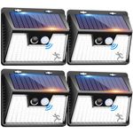 Peasur Solar Security Lights Motion Sensor, [4 Pack/140LED ] Solar Lights Outdoor Garden with 3 Modes, Wall Lights IP65 Waterproof Fence Lights for Outside Garage Yard Porch Step Deck